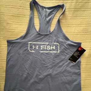 NWT Under Armour Heat Gear Fish Women's Racerback Tank, Periwinkle, XL